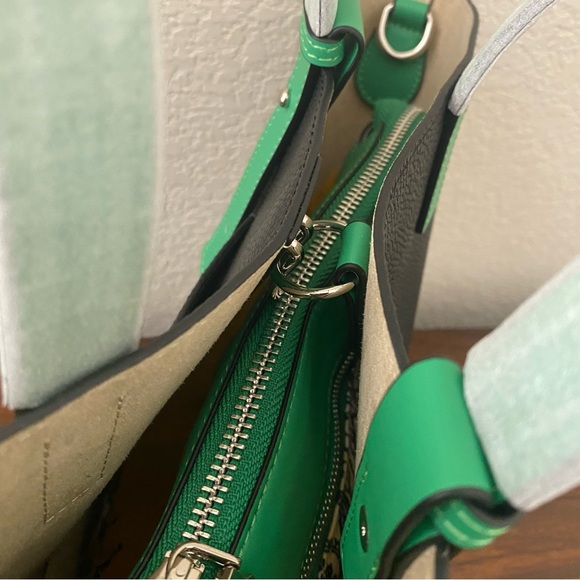 Cute Black Green Elephant Colorblock Basket Tote w/ Crossbody Strap Contrast S14 - Picture 13 of 16